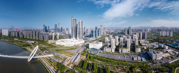 Fotografia aérea da paisagem arquitetônica do hexi central business district em nanjing