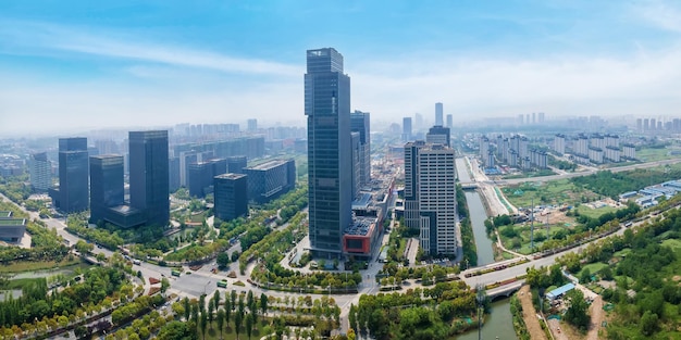 Fotografia aérea da paisagem arquitetônica moderna em Yangzhou China