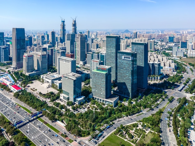 Fotografia aérea da paisagem arquitetônica urbana moderna de jinan, china