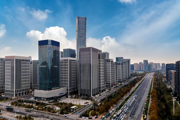 Fotografia aérea da paisagem arquitetônica urbana moderna de Jinan, China