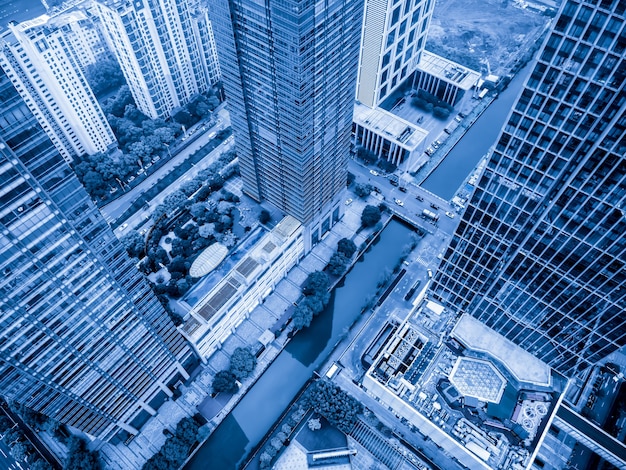 Fotografia aérea da paisagem arquitetônica urbana moderna de Suzhou