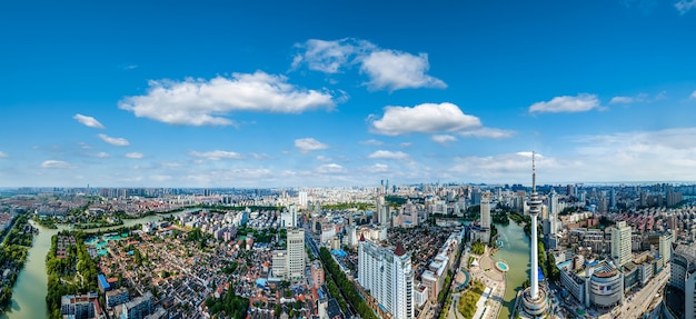 Fotografia aérea da paisagem da cidade de nantong, jiangsu