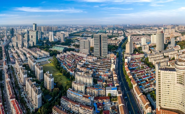 Foto fotografia aérea da paisagem da cidade de zhangjiagang