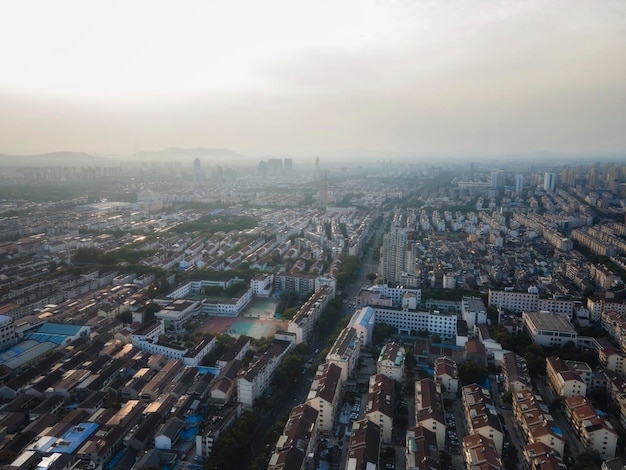 Foto fotografia aérea da paisagem da cidade de zhangjiagang