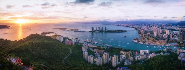 Fotografia aérea da paisagem da ilha de hainan sanya