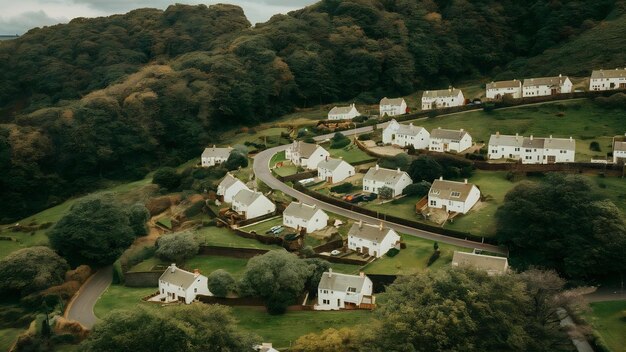 Foto fotografia aérea de casas de campo em devon, reino unido