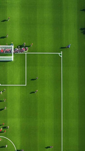 fotografia aérea de um jogo de futebol no campo