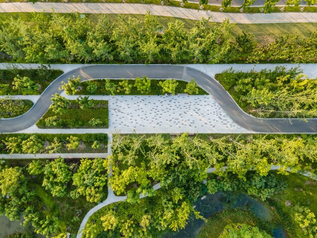 Fotografia aérea do cenário do parque da cidade