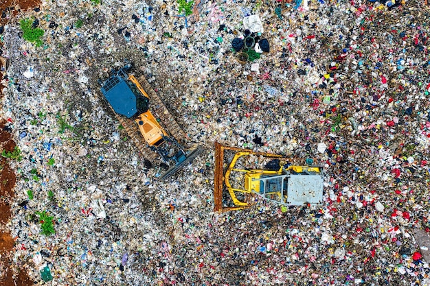 Foto fotografia aérea do depósito de lixo