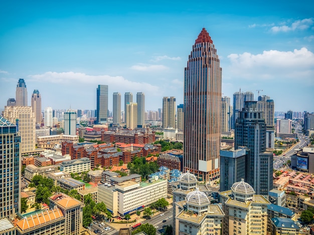 Fotografia aérea do horizonte da arquitetura da paisagem da cidade de Tianjin