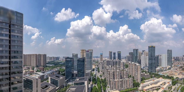 Foto fotografia aérea do horizonte da paisagem arquitetônica moderna em foshan, china