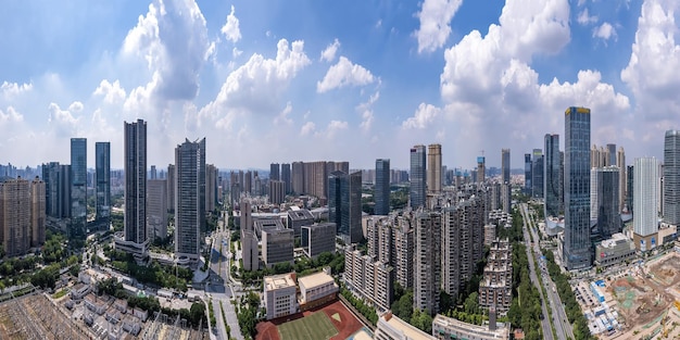 Foto fotografia aérea do horizonte da paisagem arquitetônica moderna em foshan, china