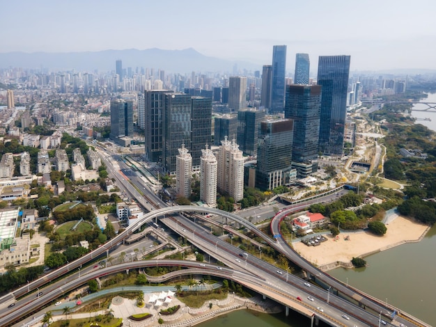 Fotografia aérea do panorama do cenário da cidade de fuzhou