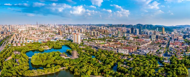 Fotografia aérea do parque jinan daming lake