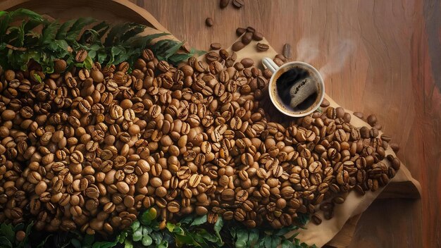 Fotografía aérea de granos de café genial para el fondo