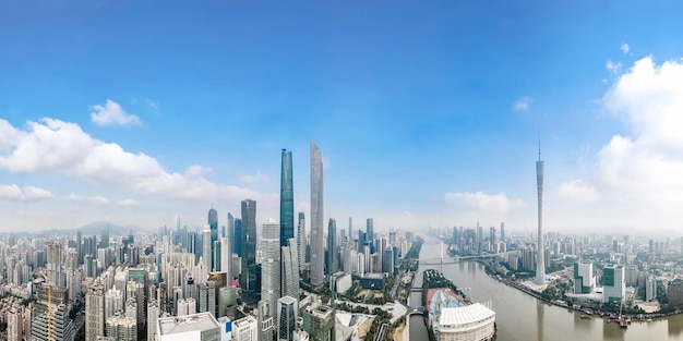 Fotografia aérea guangzhou cidade arquitetura paisagem horizonte