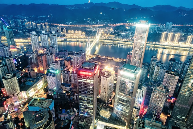 Foto fotografía aérea del horizonte de la arquitectura de la ciudad de chongqing