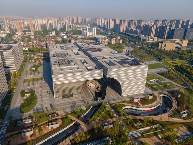 Fotografía aérea del horizonte del paisaje arquitectónico de Changzhou