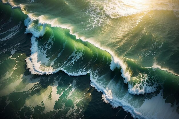 Fotografía aérea océano oleaje mar ondulación agua naturaleza olas detalle textura fondo papel tapiz