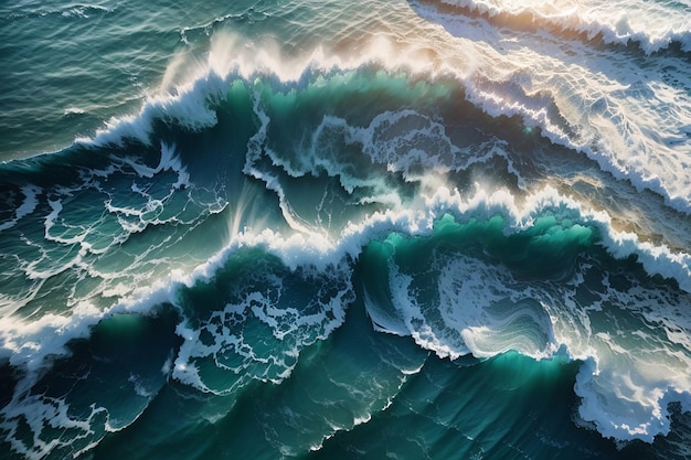 Fotografía aérea oleaje del océano oleaje del mar ondas del agua ondas de la naturaleza detalle textura fondo papel pintado