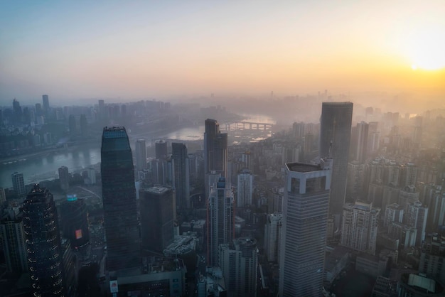 Fotografía aérea del paisaje arquitectónico moderno de Chongqing