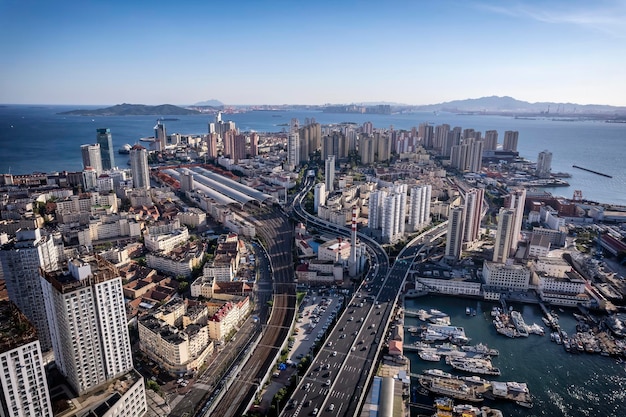 Fotografía aérea del paisaje arquitectónico urbano moderno de China