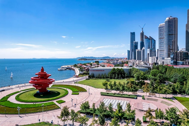 Fotografía aérea del paisaje arquitectónico urbano moderno de China