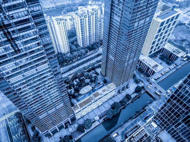 Fotografía aérea del paisaje arquitectónico urbano moderno de Suzhou