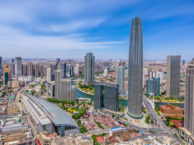 Fotografía aérea del paisaje arquitectónico urbano de Tianjin.