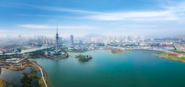 Fotografía aérea del paisaje de la ciudad de Changshu.