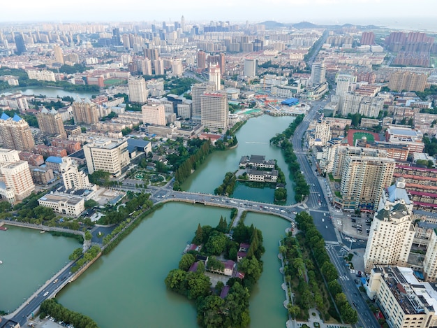 Fotografía aérea del paisaje de la ciudad de Nantong, Jiangsu