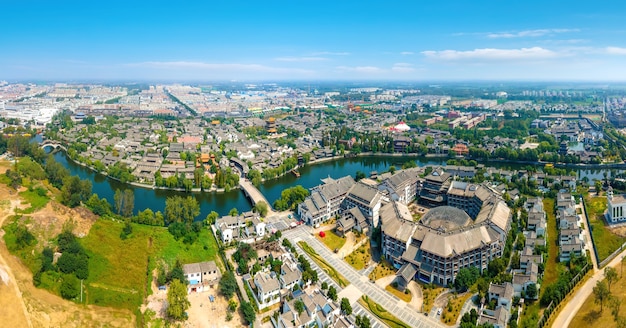 Fotografía aérea del paisaje de la ciudad de Zaozhuang en China