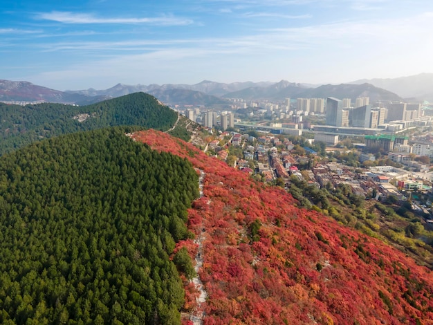 Fotografía aérea de paisajes naturales en el parque Jinan Nanshan