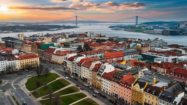 Fotografía aérea de la vista superior desde un dron volador