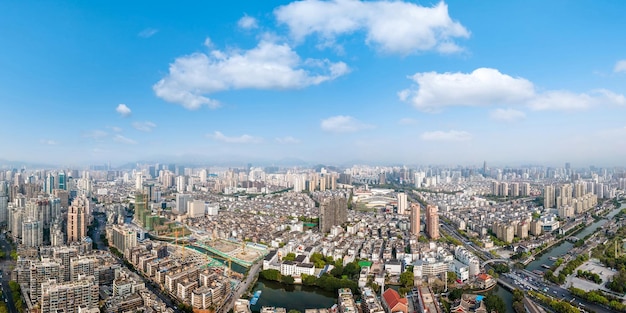 Fotografía aérea wenzhou ciudad arquitectura paisaje horizonte panorama