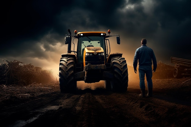 Fotografía agrícola con tractor en el campo.