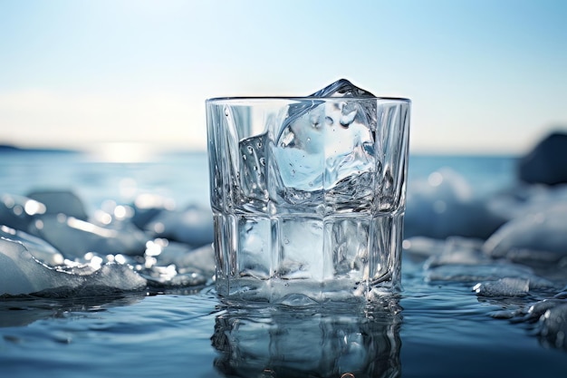 Fotografía de agua helada de agua pura de invierno.