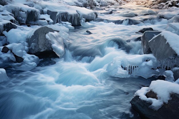 Fotografía de agua helada de aguas invernales.