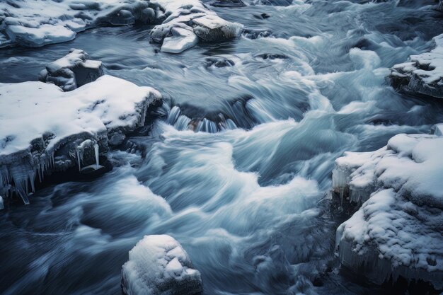 Fotografía de agua helada de aguas invernales.