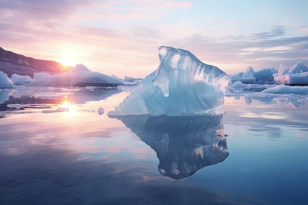 Fotografía de agua helada con serenidad bajo cero