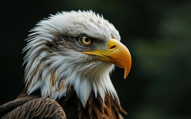 Foto fotografía de un águila con los ojos fijos enfocados en una presa lejana