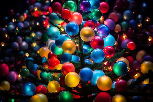 Fotografia alegre e colorida da árvore de natal