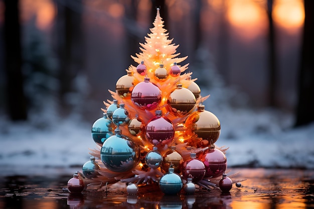Fotografia alegre e colorida da árvore de Natal
