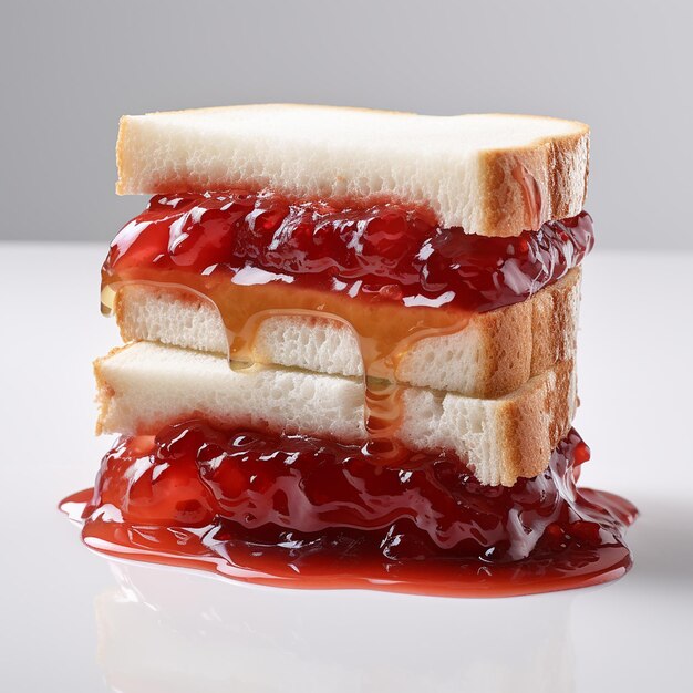 Fotografía de alimentos de alta resolución fondo blanco limpio sándwich de jalea