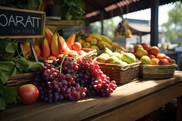 Fotografía de alimentos frescos en los mercados locales de agricultores orgánicos