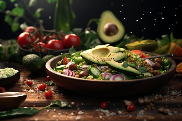 Fotografía de alimentos saludables en platos vegetarianos y veganos