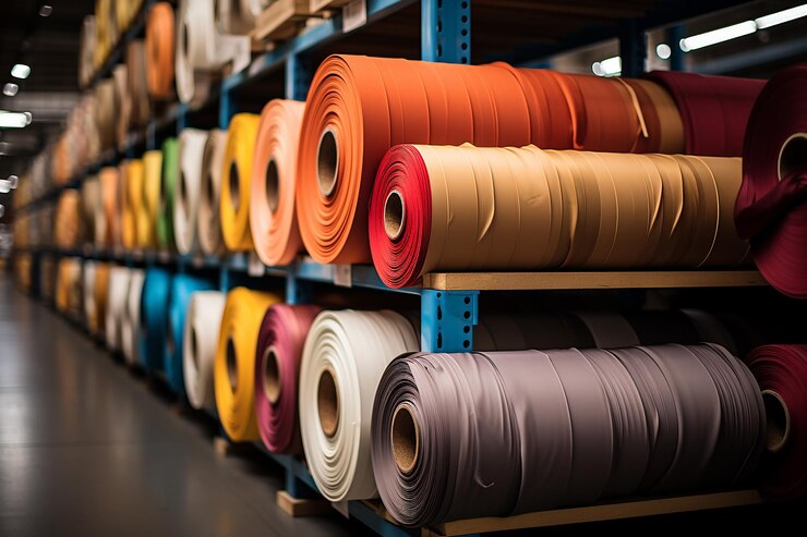 Fotografía de un Almacén Textil con Rollos