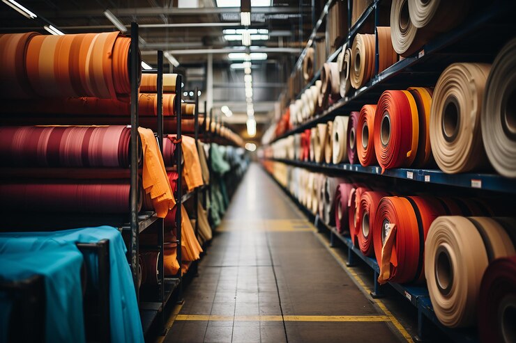 Fotografía de un Almacén Textil con Rollos
