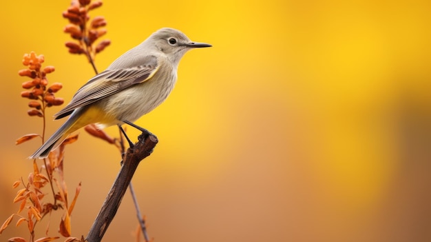 Foto fotografía en alta calidad de warbler en el tallo marrón