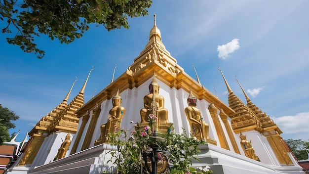 Fotografía de bajo ángulo del hermoso diseño del templo de Wat Ratchanatdaram en Bangkok, Tailandia